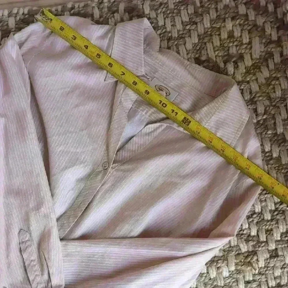 Talbot's Peach Striped Women's Shirt - Picture 6 of 7